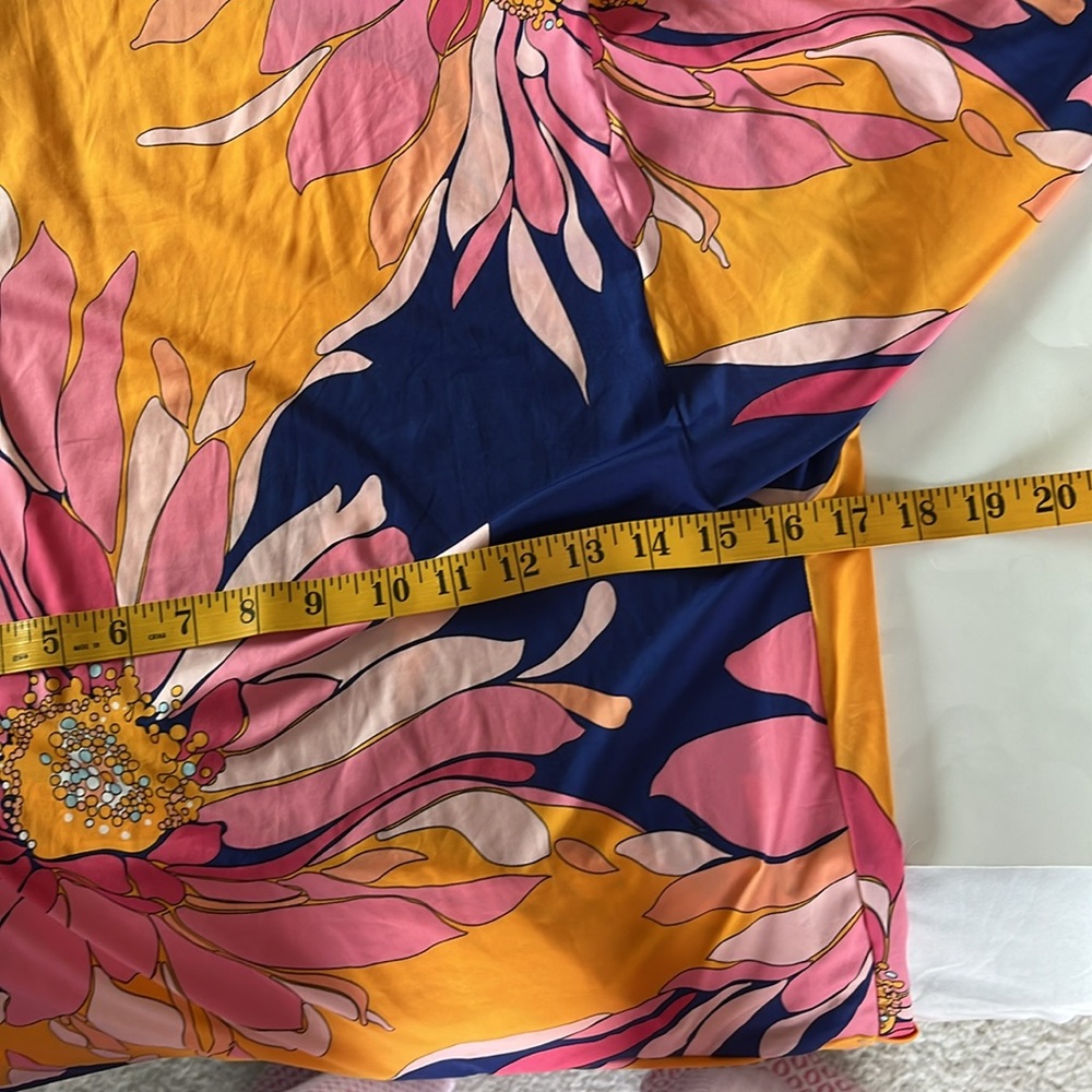Trina Turk Breeze NWT floral bathing suit cover up wide 3/4 sleeve pink purple L - Picture 10 of 12